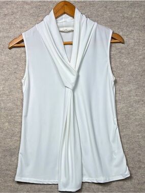 Prospect Blvd Elegant White Sleeveless Top cowl neck